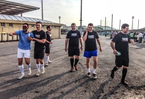 The bachelor is blindfolded.